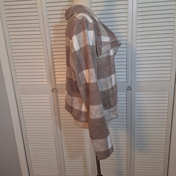Bagatelle Beige Plaid Moto Style Jacket LG *D4 - Picture 3 of 7